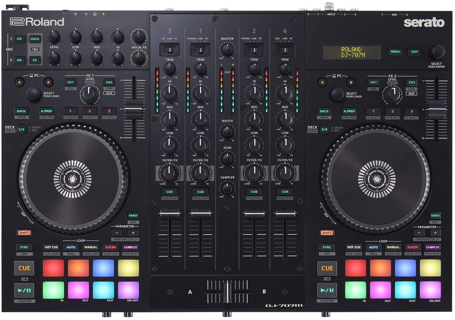 Roland DJ707M 4deck Serato DJ Pro Controller with Drum Machine and